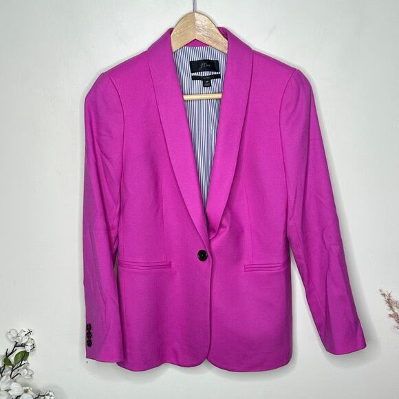 J. CREW Petite Regent Blazer Wool Vivid Fuchsia Pink Sz 4 {O35} - Picture 3 of 7